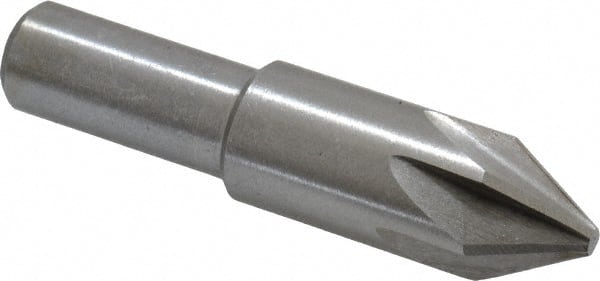 Interstate - 5/8" Head Diam, 1/2" Shank Diam, 6 Flute 60° High Speed Steel Countersink - Exact Tooling
