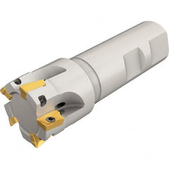 Iscar - 1" Cut Diam, 0.394" Max Depth of Cut, 5.4" OAL, Indexable Square Shoulder End Mill - R8 Taper Shank, 90° Lead Angle, Series Heli2000 - Exact Tooling