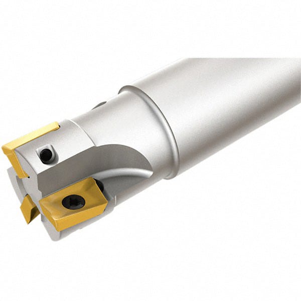 Iscar - 3/4" Cut Diam, 0.56" Max Depth of Cut, 3/4" Shank Diam, 5" OAL, Indexable Square Shoulder End Mill - Weldon Shank, 90° Lead Angle, Series Heli2000 - Exact Tooling