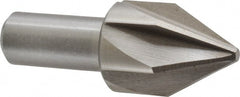 Interstate - 1-1/4" Head Diam, 3/4" Shank Diam, 6 Flute 60° High Speed Steel Countersink - Bright Finish, 3-3/8" OAL, Single End, Straight Shank, Right Hand Cut - Exact Tooling