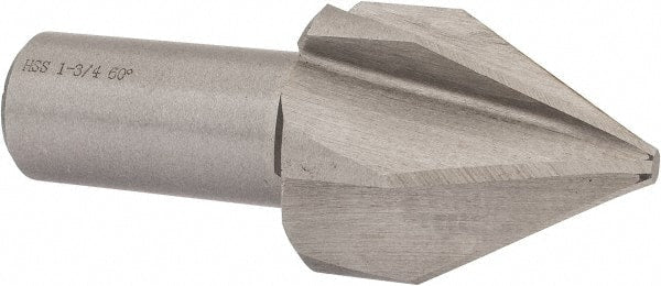 Interstate - 1-3/4" Head Diam, 1" Shank Diam, 6 Flute 60° High Speed Steel Countersink - Exact Tooling