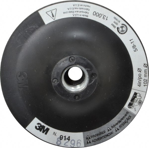3M - 4" Diam Hook & Loop Disc Backing Pad - Firm Density, 13,000 RPM - Exact Tooling