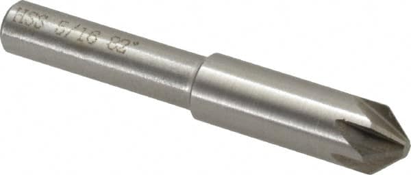 Interstate - 5/16" Head Diam, 1/4" Shank Diam, 6 Flute 82° High Speed Steel Countersink - Exact Tooling