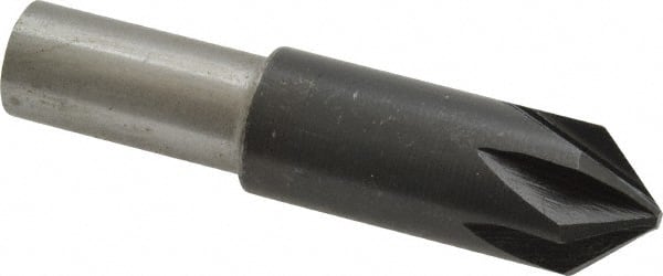 Interstate - 5/8" Head Diam, 1/2" Shank Diam, 6 Flute 82° High Speed Steel Countersink - Exact Tooling