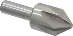 Interstate - 1" Head Diam, 1/2" Shank Diam, 6 Flute 82° High Speed Steel Countersink - Bright Finish, 2-3/4" OAL, Single End, Straight Shank, Right Hand Cut - Exact Tooling