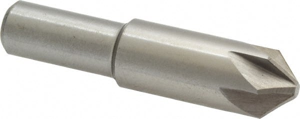 Interstate - 5/8" Head Diam, 1/2" Shank Diam, 6 Flute 90° High Speed Steel Countersink - Exact Tooling