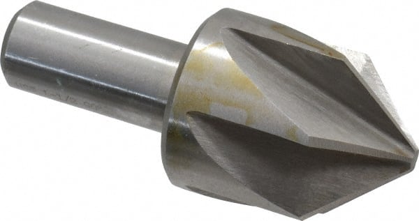 Interstate - 1-1/2" Head Diam, 3/4" Shank Diam, 6 Flute 90° High Speed Steel Countersink - Exact Tooling