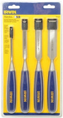Irwin - 4 Piece Wood Chisel Set - 10-3/4" OAL, Sizes Included 1/4 to 1" - Exact Tooling