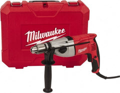 Milwaukee Tool - 120 Volt 1/2" Keyed Chuck Electric Hammer Drill - 0 to 20,000 & 0 to 40,000 BPM, 0 to 1,350 & 0 to 2,500 RPM, Reversible - Exact Tooling