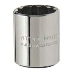 Proto - 9/16", 1/4" Drive, Standard Hand Socket - 12 Points, 7/8" OAL, Alloy Steel, Chrome Finish - Exact Tooling
