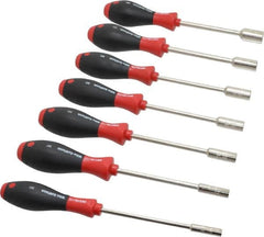 Wiha - 7 Piece 3/16 to 1/2" Nutdriver Set - Solid Shaft, Cushion Grip Handle - Exact Tooling