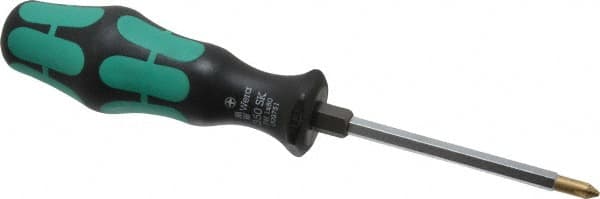 Wera - #1, 7" OAL, Standard Phillips Screwdriver - 3-1/8" Blade Length, Hexagon Shank, Ergonomic Handle - Exact Tooling