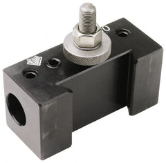 Aloris - Series BXA, #100 Boring Bar Tool Post Holder - 10 to 15" Lathe Swing, 2" OAH, 1" Centerline Height - Exact Tooling