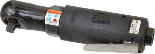 Sioux Tools - 3/8" Drive, 265 RPM, 20 Ft/Lb Torque Ratchet Wrench - Angled Handle, 200 IPM, 1.4 to 5.2 CFM, 1/4" NPT Inlet - Exact Tooling