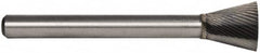 M.A. Ford - 1/2" Cut Diam, 1/4" Shank Diam, Inverted Cone Head Double Cut Burr - Carbide, Flat End, 1/2" LOC, 2-1/2" OAL - Exact Tooling