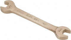 Ampco - 7/16" x 1/2" Nonsparking Open End Wrench - 5" OAL, Double End, Plain Finish, 15° Head Angle - Exact Tooling