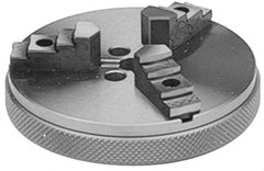 Value Collection - 3 Jaws, 2.75" Diam, Self Centering Manual Lathe Chuck - Plain Back Mount Spindle, Reversible, 5/16" Through Hole Diam, Forged Steel - Exact Tooling