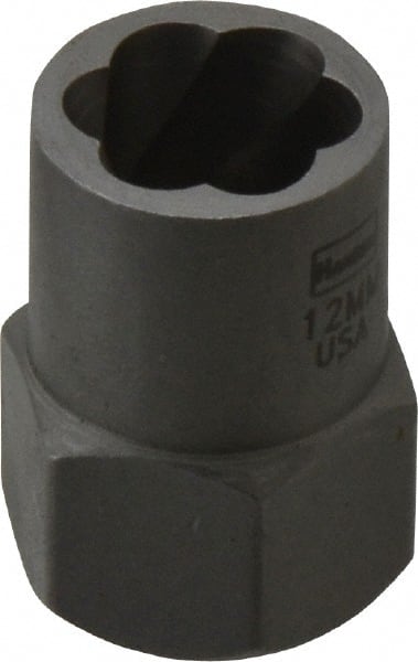 Irwin Hanson - 3/8" Drive Reverse Spiral Flute Hex Bolt Remover - 12mm Hex, 2" OAL - Exact Tooling