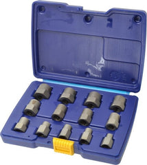 Irwin Hanson - 13 Piece Bolt Extractor Set - 3/8" Drive, Molded Plastic Case - Exact Tooling