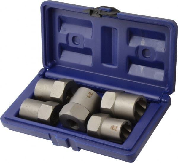 Irwin Hanson - 5 Piece Bolt Extractor Set - 1/2" Drive, Molded Plastic Case - Exact Tooling