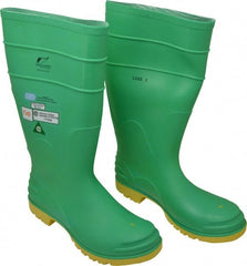 Dunlop Protective Footwear - Men's Size 10 Medium Width Steel Knee Boot - Green, PVC Upper, 16" High, Chemical Resistant, Dielectric, Non-Slip - Exact Tooling