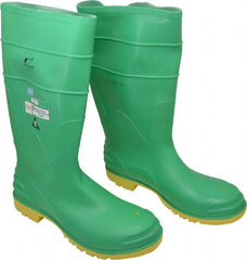 Dunlop Protective Footwear - Men's Size 15 Medium Width Steel Knee Boot - Green, PVC Upper, 16" High, Chemical Resistant, Dielectric, Non-Slip - Exact Tooling