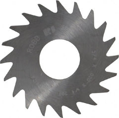 RobbJack - 3/4" Diam x 0.02" Blade Thickness x 1/4" Arbor Hole Diam, 20 Tooth Slitting and Slotting Saw - Arbor Connection, Right Hand, Uncoated, Solid Carbide, Concave Ground - Exact Tooling