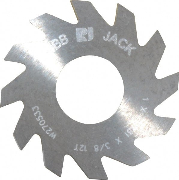 RobbJack - 1" Diam x 0.0781" Blade Thickness x 3/8" Arbor Hole Diam, 12 Tooth Slitting and Slotting Saw - Arbor Connection, Right Hand, Uncoated, Solid Carbide, Concave Ground - Exact Tooling