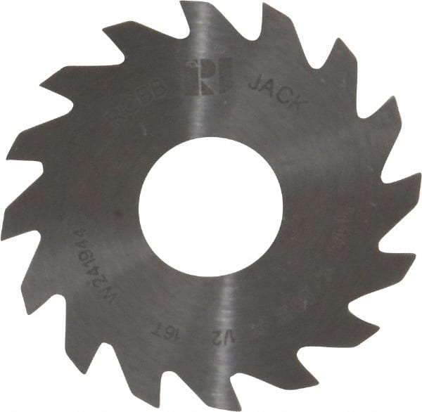 RobbJack - 1-1/2" Diam x 0.0312" Blade Thickness x 1/2" Arbor Hole Diam, 16 Tooth Slitting and Slotting Saw - Arbor Connection, Right Hand, Uncoated, Solid Carbide, Concave Ground - Exact Tooling