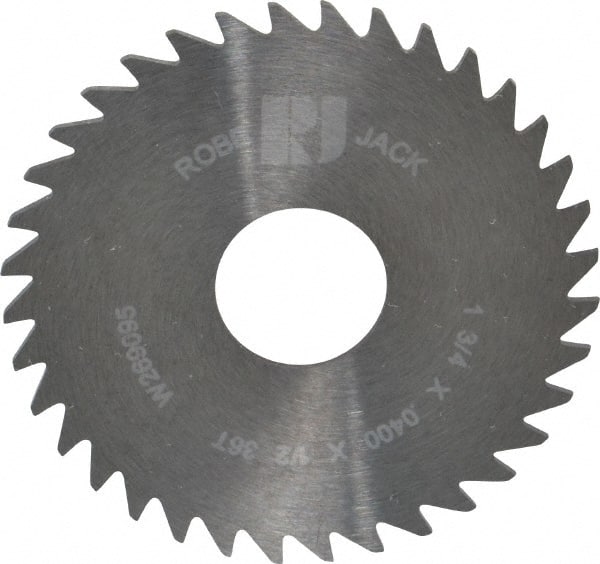 RobbJack - 1-3/4" Diam x 0.04" Blade Thickness x 1/2" Arbor Hole Diam, 36 Tooth Slitting and Slotting Saw - Arbor Connection, Right Hand, Uncoated, Solid Carbide, Concave Ground - Exact Tooling
