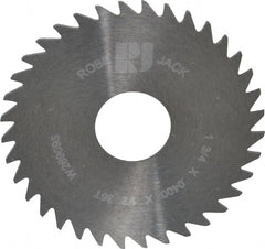 RobbJack - 1-3/4" Diam x 0.04" Blade Thickness x 1/2" Arbor Hole Diam, 36 Tooth Slitting and Slotting Saw - Arbor Connection, Right Hand, Uncoated, Solid Carbide, Concave Ground - Exact Tooling