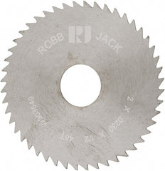 RobbJack - 2" Diam x 0.023" Blade Thickness x 1/2" Arbor Hole Diam, 48 Tooth Slitting and Slotting Saw - Arbor Connection, Right Hand, Uncoated, Solid Carbide, Concave Ground - Exact Tooling