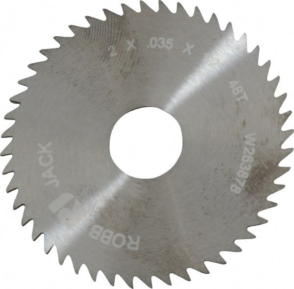 RobbJack - 2" Diam x 0.035" Blade Thickness x 1/2" Arbor Hole Diam, 48 Tooth Slitting and Slotting Saw - Arbor Connection, Right Hand, Uncoated, Solid Carbide, Concave Ground - Exact Tooling