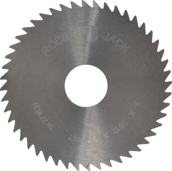 RobbJack - 2" Diam x 0.051" Blade Thickness x 1/2" Arbor Hole Diam, 48 Tooth Slitting and Slotting Saw - Arbor Connection, Right Hand, Uncoated, Solid Carbide, Concave Ground - Exact Tooling