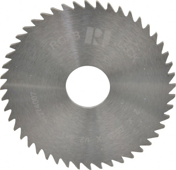 RobbJack - 2" Diam x 1/16" Blade Thickness x 1/2" Arbor Hole Diam, 48 Tooth Slitting and Slotting Saw - Arbor Connection, Right Hand, Uncoated, Solid Carbide, Concave Ground - Exact Tooling