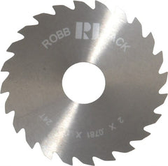 RobbJack - 2" Diam x 0.0781" Blade Thickness x 1/2" Arbor Hole Diam, 24 Tooth Slitting and Slotting Saw - Arbor Connection, Right Hand, Uncoated, Solid Carbide, Concave Ground - Exact Tooling