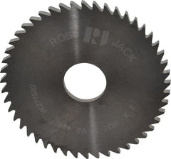 RobbJack - 2" Diam x 0.0937" Blade Thickness x 1/2" Arbor Hole Diam, 48 Tooth Slitting and Slotting Saw - Arbor Connection, Right Hand, Uncoated, Solid Carbide, Concave Ground - Exact Tooling