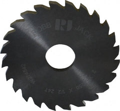RobbJack - 2" Diam x 1/8" Blade Thickness x 1/2" Arbor Hole Diam, 24 Tooth Slitting and Slotting Saw - Arbor Connection, Right Hand, Uncoated, Solid Carbide, Concave Ground - Exact Tooling
