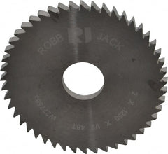 RobbJack - 2" Diam x 1/8" Blade Thickness x 1/2" Arbor Hole Diam, 48 Tooth Slitting and Slotting Saw - Arbor Connection, Right Hand, Uncoated, Solid Carbide, Concave Ground - Exact Tooling