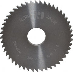 RobbJack - 2" Diam x 3/16" Blade Thickness x 1/2" Arbor Hole Diam, 48 Tooth Slitting and Slotting Saw - Arbor Connection, Right Hand, Uncoated, Solid Carbide, Concave Ground - Exact Tooling