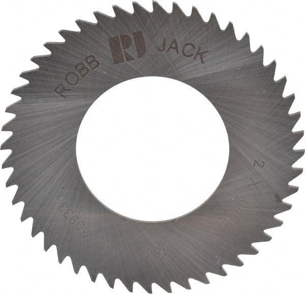 RobbJack - 2" Diam x 0.0468" Blade Thickness x 1" Arbor Hole Diam, 48 Tooth Slitting and Slotting Saw - Arbor Connection, Right Hand, Uncoated, Solid Carbide, Concave Ground - Exact Tooling