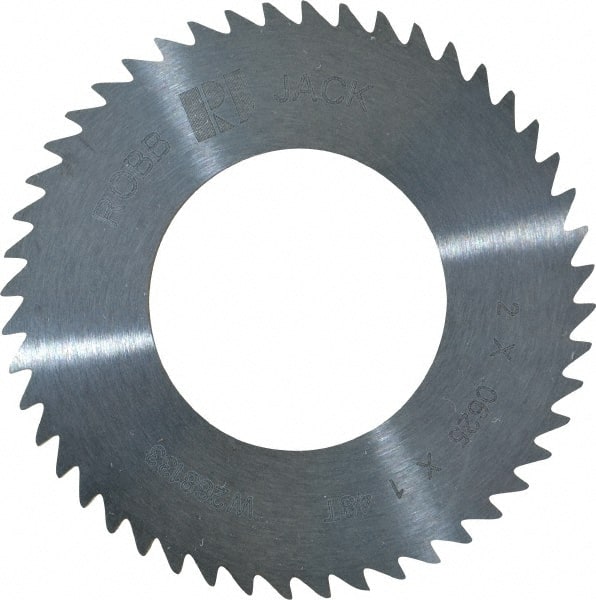 RobbJack - 2" Diam x 1/16" Blade Thickness x 1" Arbor Hole Diam, 48 Tooth Slitting and Slotting Saw - Arbor Connection, Right Hand, Uncoated, Solid Carbide, Concave Ground - Exact Tooling