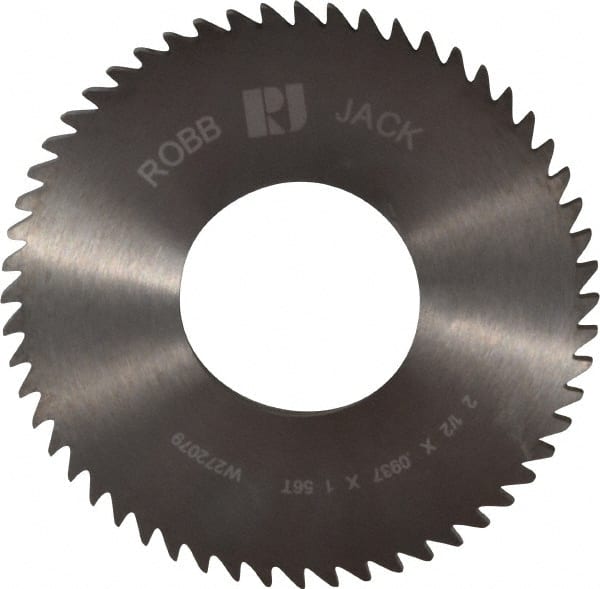 RobbJack - 2-1/2" Diam x 0.0937" Blade Thickness x 1" Arbor Hole Diam, 56 Tooth Slitting and Slotting Saw - Arbor Connection, Right Hand, Uncoated, Solid Carbide, Concave Ground - Exact Tooling