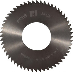RobbJack - 2-1/2" Diam x 0.0937" Blade Thickness x 1" Arbor Hole Diam, 56 Tooth Slitting and Slotting Saw - Arbor Connection, Right Hand, Uncoated, Solid Carbide, Concave Ground - Exact Tooling