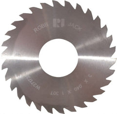 RobbJack - 3" Diam x 0.04" Blade Thickness x 1" Arbor Hole Diam, 30 Tooth Slitting and Slotting Saw - Arbor Connection, Right Hand, Uncoated, Solid Carbide, Concave Ground - Exact Tooling