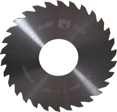 RobbJack - 3" Diam x 1/16" Blade Thickness x 1" Arbor Hole Diam, 30 Tooth Slitting and Slotting Saw - Arbor Connection, Right Hand, Uncoated, Solid Carbide, Concave Ground - Exact Tooling