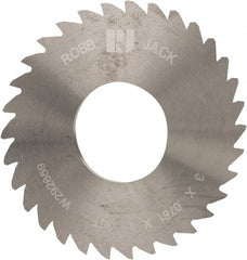 RobbJack - 3" Diam x 0.0781" Blade Thickness x 1" Arbor Hole Diam, 30 Tooth Slitting and Slotting Saw - Arbor Connection, Right Hand, Uncoated, Solid Carbide, Concave Ground - Exact Tooling