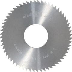 RobbJack - 3" Diam x 3/16" Blade Thickness x 1" Arbor Hole Diam, 60 Tooth Slitting and Slotting Saw - Arbor Connection, Right Hand, Uncoated, Solid Carbide, Concave Ground - Exact Tooling