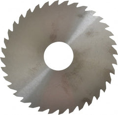 RobbJack - 4" Diam x 0.04" Blade Thickness x 1" Arbor Hole Diam, 36 Tooth Slitting and Slotting Saw - Arbor Connection, Right Hand, Uncoated, Solid Carbide, Concave Ground - Exact Tooling