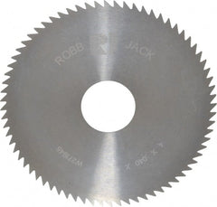 RobbJack - 4" Diam x 0.04" Blade Thickness x 1" Arbor Hole Diam, 72 Tooth Slitting and Slotting Saw - Arbor Connection, Right Hand, Uncoated, Solid Carbide, Concave Ground - Exact Tooling